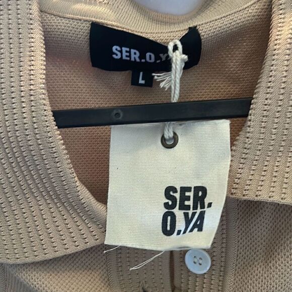 Ser.o.ya Womens Large Serena Cropped Tank Top Tan Racerback Sleeves Textured NWT - Picture 5 of 7